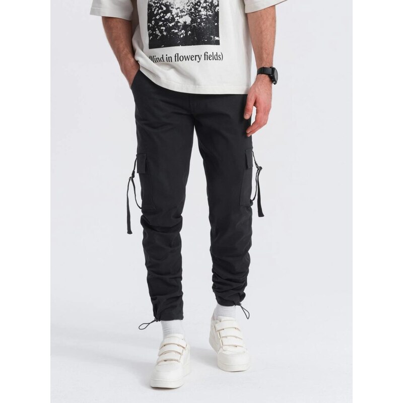 Ombre Clothing Černé pánské kalhoty V4 PACG-0197