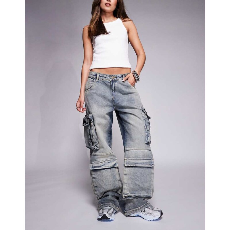 Courtside ultra baggy pocket detail jean in grey wash