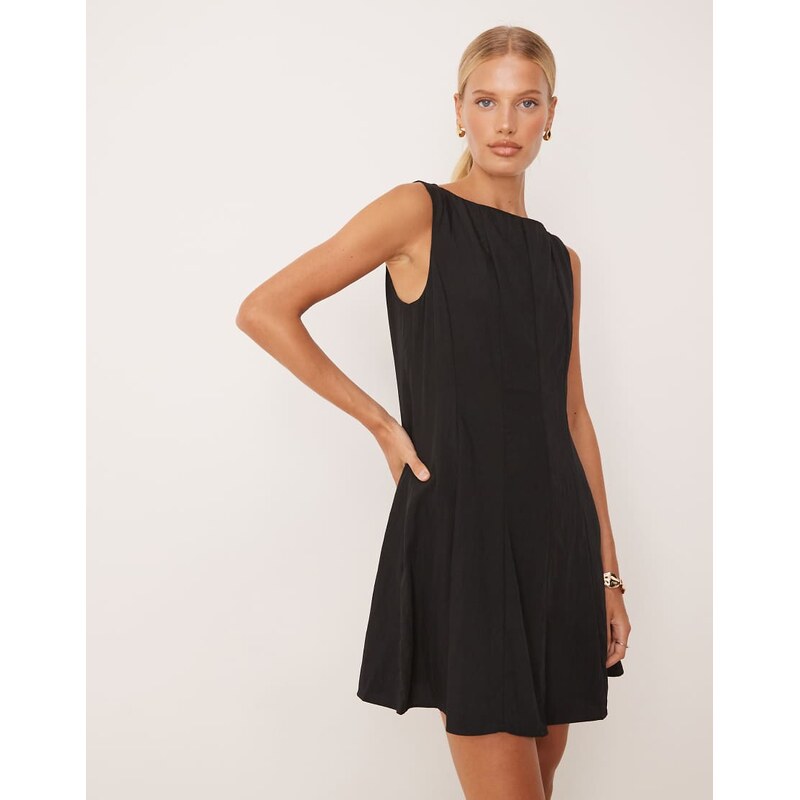 Mango structured fit and flare mini dress in black 106692805