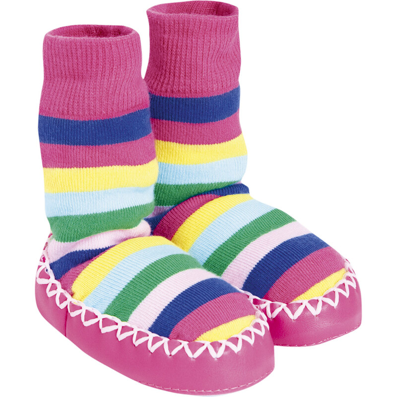 JoJo Maman Bébé Dívčí pruhované ponožky s podrážkou