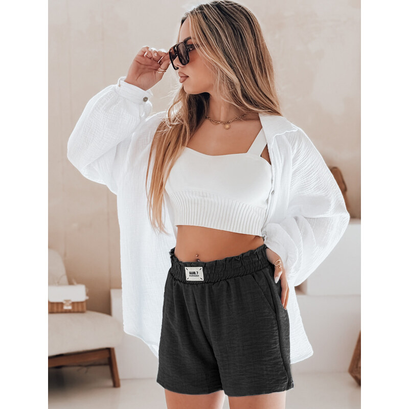 BASIC Černé dámské šortky s nášivkou v pase OWN STYLE Černá 106619429