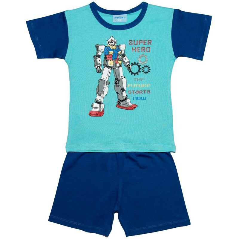 Pettino Chlapecké pyžamo s robotem - tyrkysové