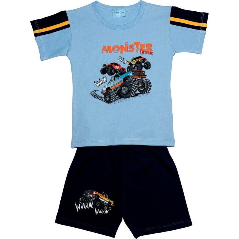 Pettino Chlapecké pyžamo s monster truckem - světle modré