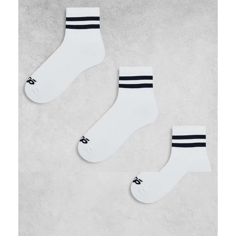 4505 3 pack 2 stripe crew sock with quick dry in white with deep navy 112521775