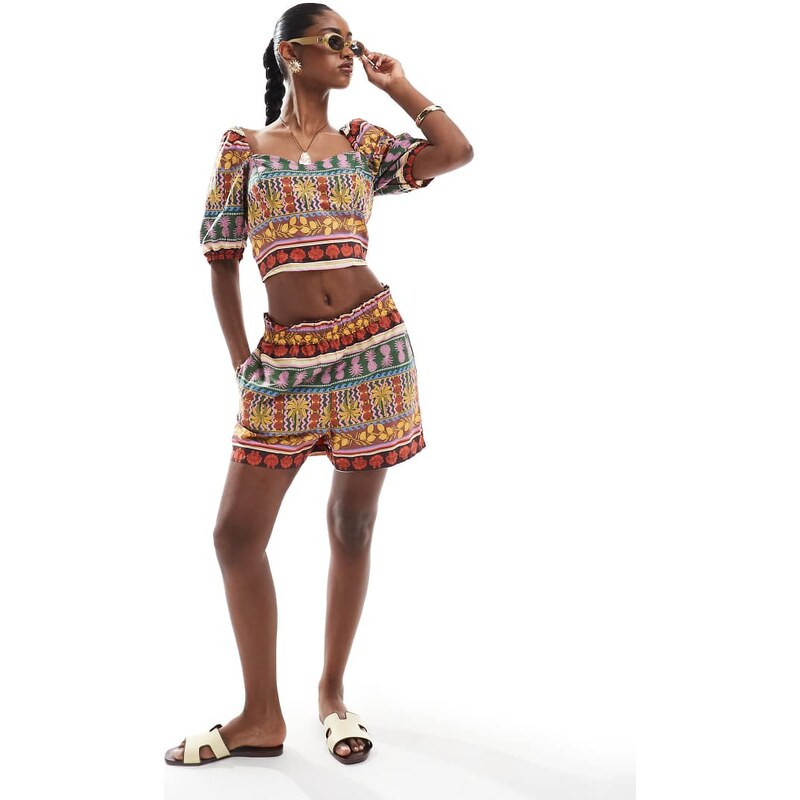 Vero Moda tropical summer printed short co-ord in multicolour 107883680