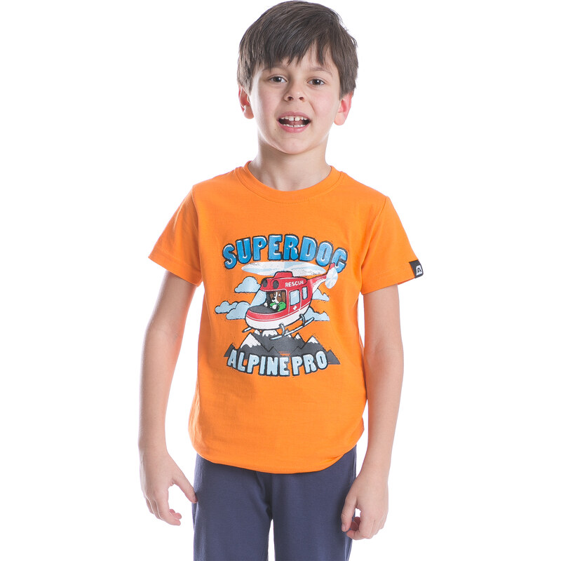 ALPINE PRO Chlapecké tričko s potiskem Silvano - oranžové