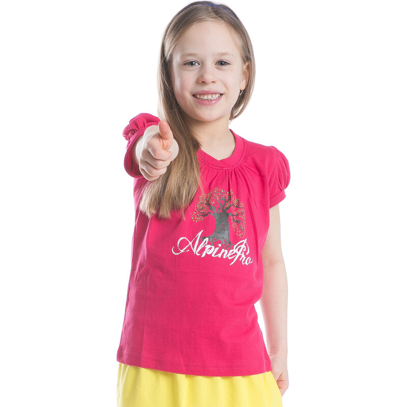 ALPINE PRO Dívčí tričko s potiskem Silva - růžové