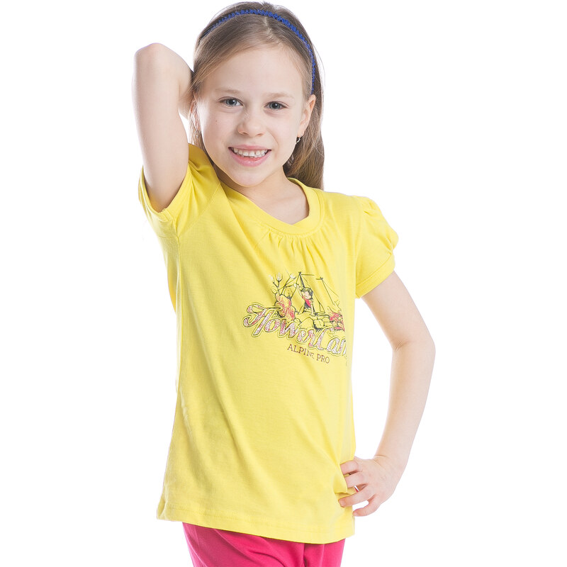 ALPINE PRO Dívčí tričko s potiskem Silva - žluté