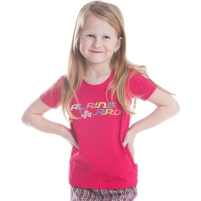 ALPINE PRO Dívčí funkční tričko s potiskem Bukko - růžové