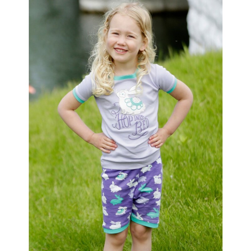 Hatley Dívčí letní pyžamko, fialovo-zelené