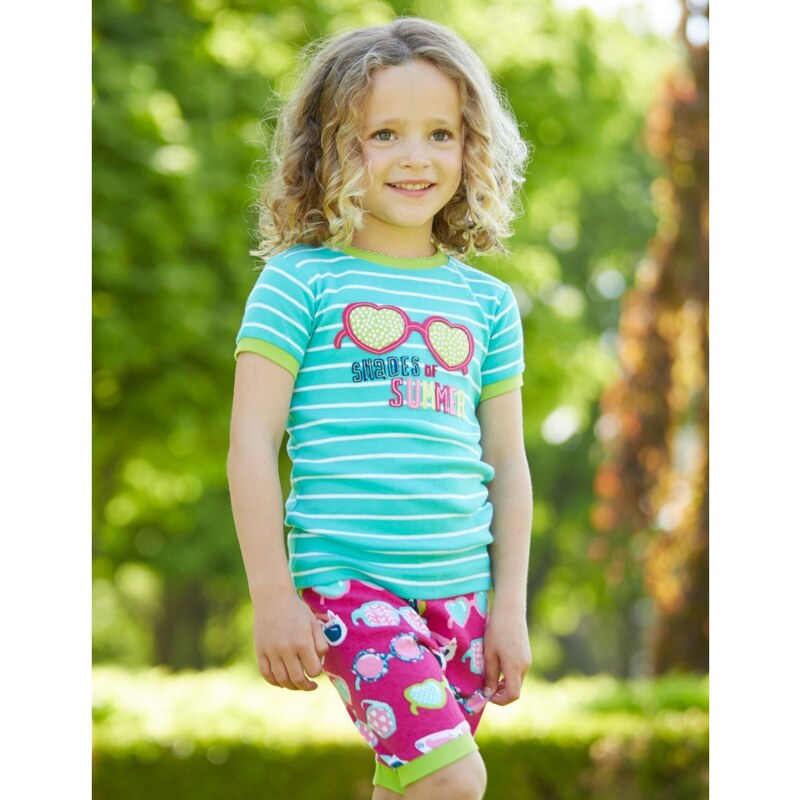 Hatley Dívčí letní pyžamko, růžovo-zelené