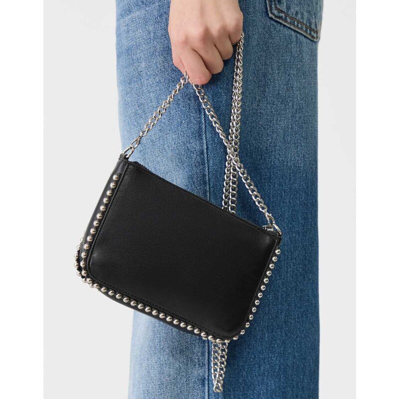 Stradivarius mini beaded bag in black