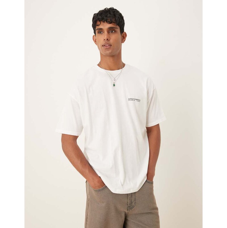 ASOS DESIGN oversized t-shirt with chest graphic in white