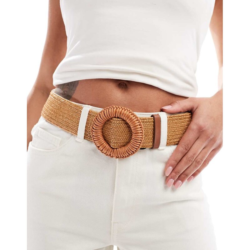 ASOS DESIGN straw buckle belt-Brown 106711182