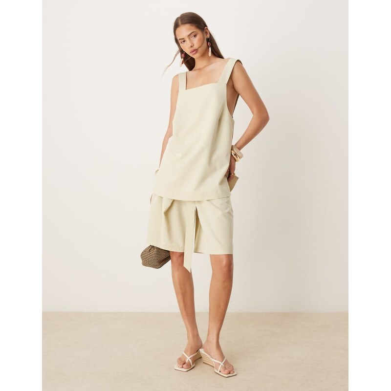 ASOS DESIGN tailored longline utility shorts co-ord in pistachio