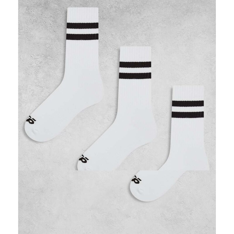 4505 3 pack 2 stripe crew sock with quick dry in white with coffee 111502113