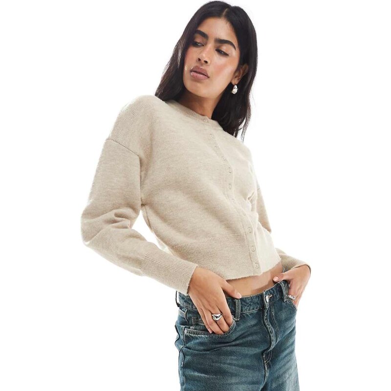 Daisy Street fitted waist cardigan in oat-Neutral 106711262