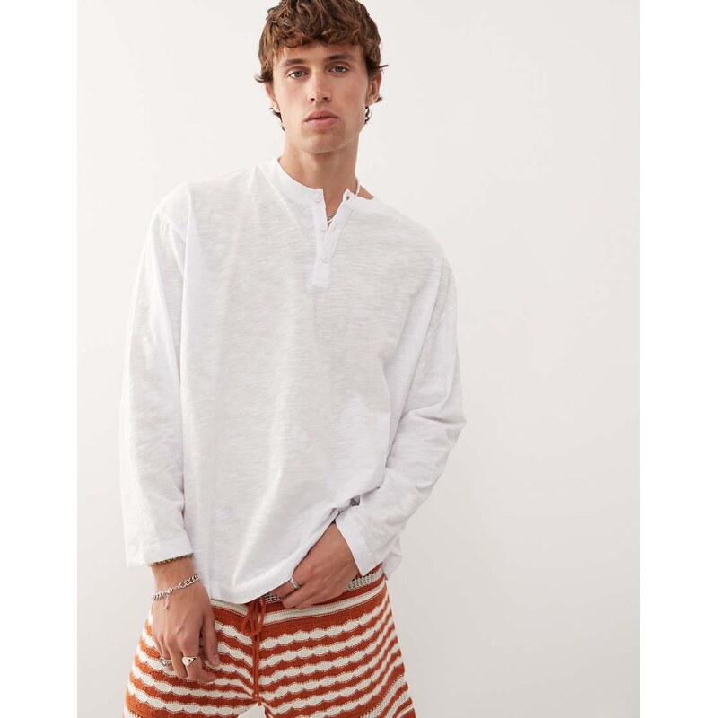 Reclaimed Vintage long sleeve slub jersey henley t-shirt in