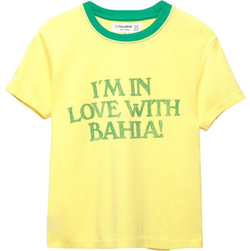 Pull&Bear Tričko BRASIL žlutá / trávově zelená 109089857