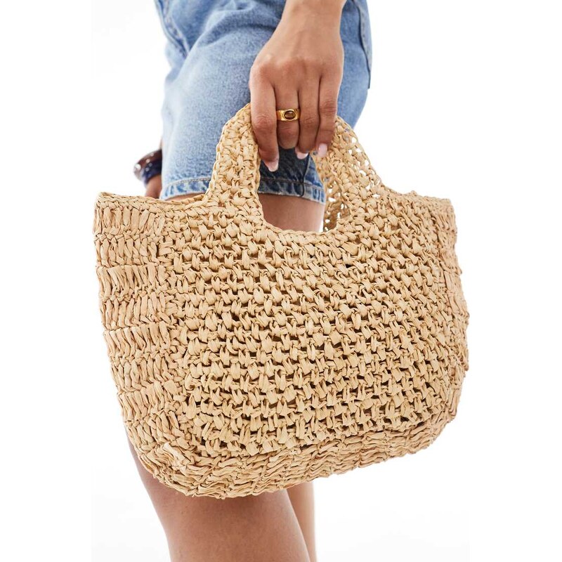 Native Youth top handle raffia mini bag in natural-Neutral 106717386