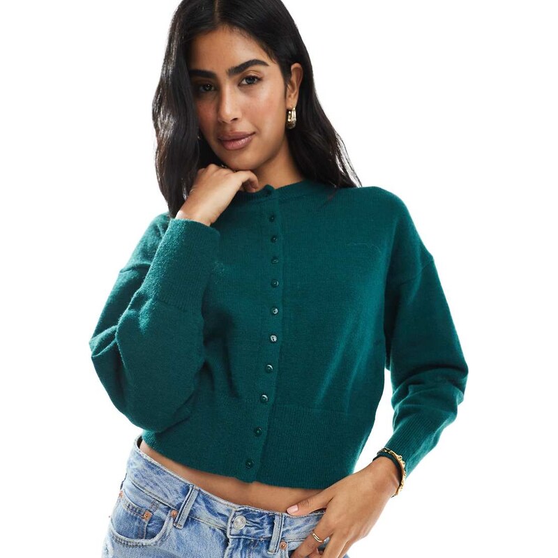 Daisy Street fitted waist cardigan in green