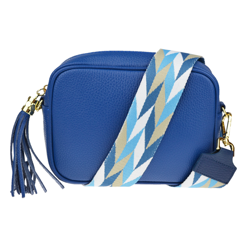 Modrá kožená italská crossbody kabelka Bala Bluette s přídavným