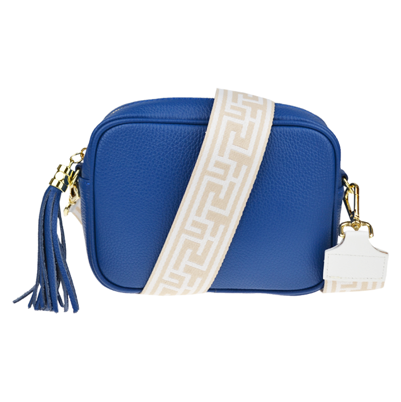 Modrá kožená italská crossbody kabelka Bala Bluette s přídavným
