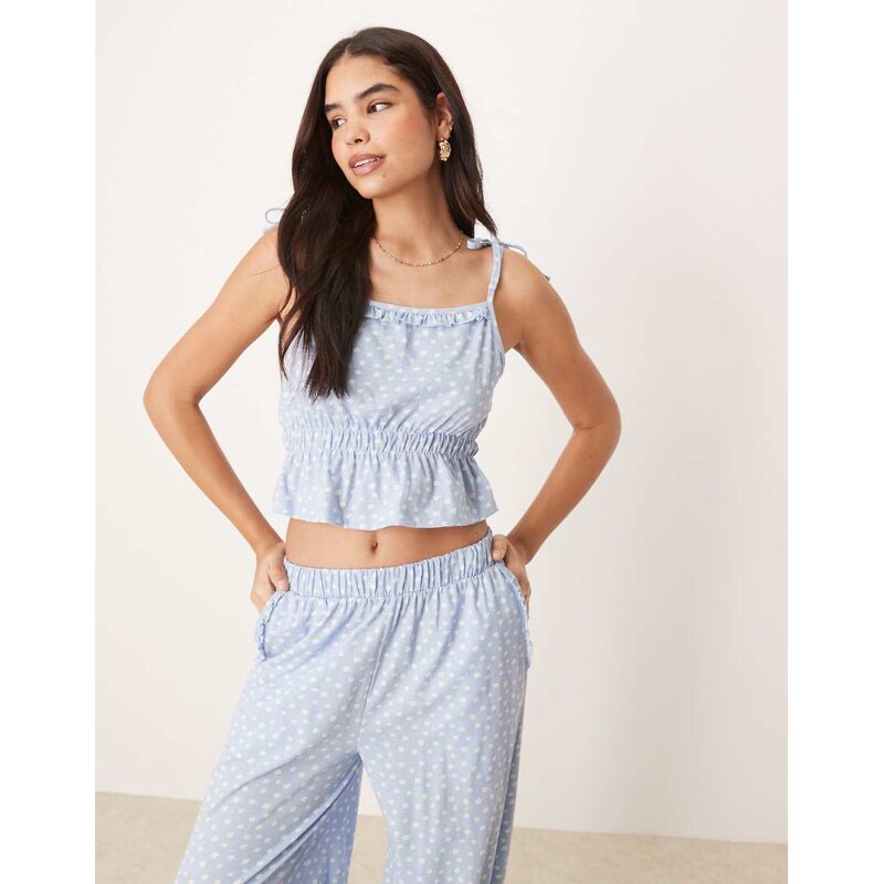 ASOS DESIGN mix & match cami pyjama top in blue daisy print 106728981