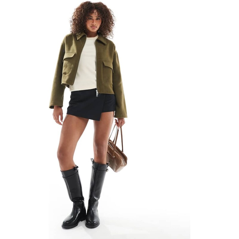 ASOS DESIGN clean formal bomber in olive-Green