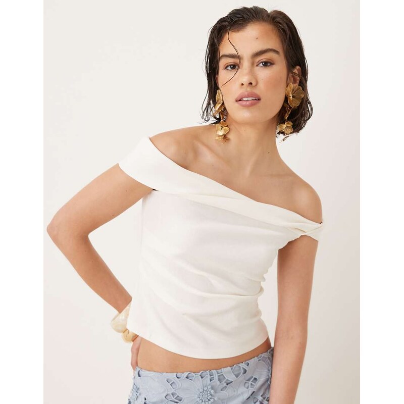 Mango bardot top in white 106732079