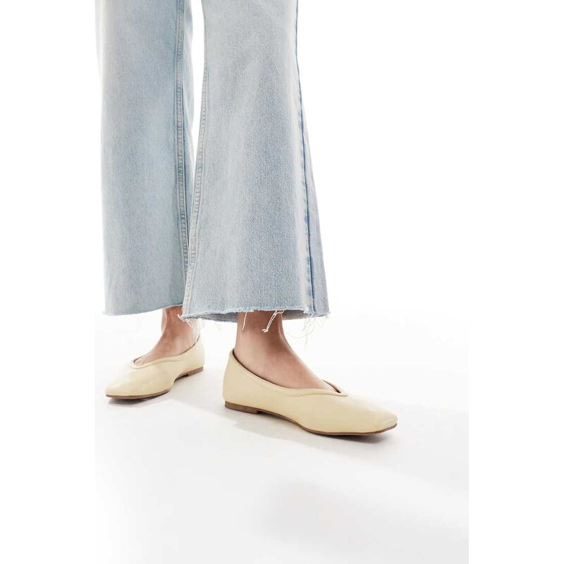 RAID Maryana square toe ballet flats in butter yellow
