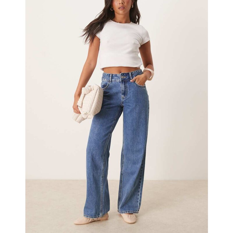 AWARE Rena mid rise wide leg jeans in medium blue wash