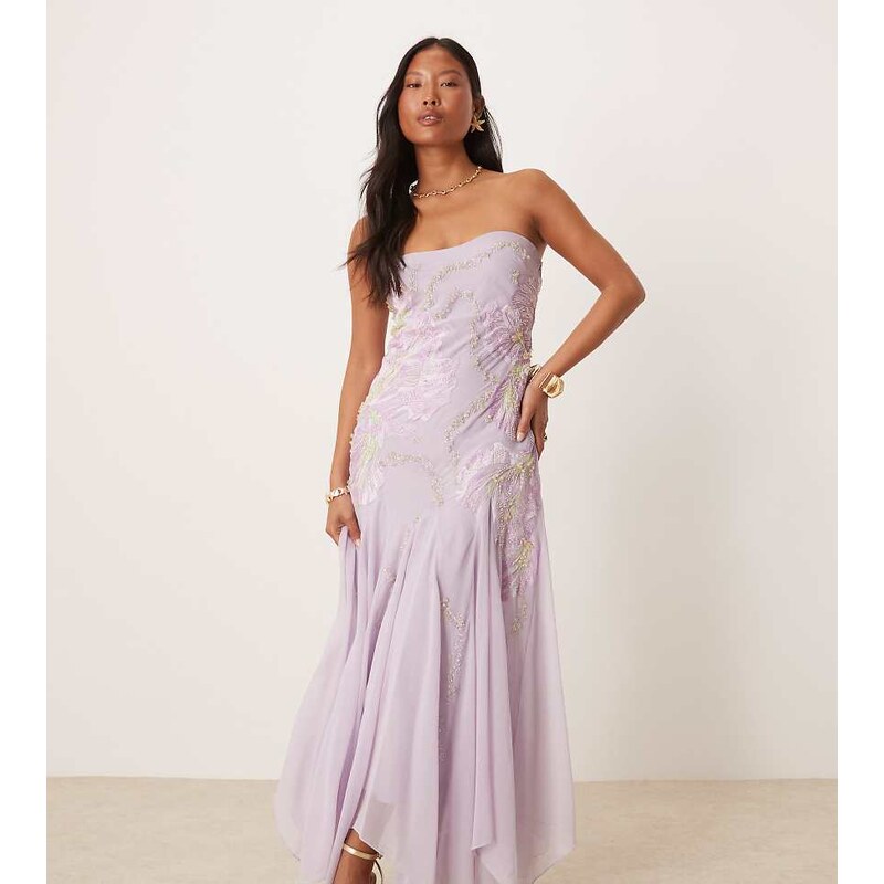 ASOS Petite ASOS DESIGN Petite bandeau floral embellished maxi dress 106804945