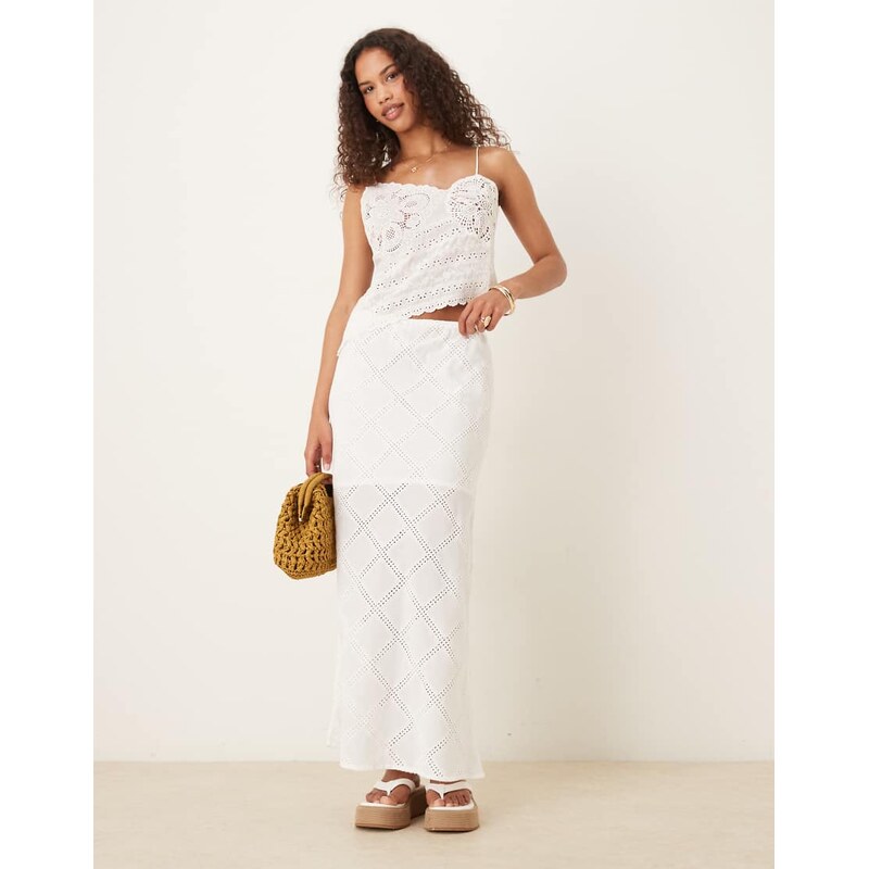 ASOS DESIGN patchwork maxi skirt in white
