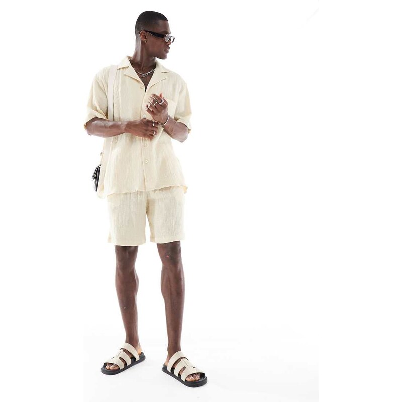 Sol Beach soft touch beach shorts in cream-Brown