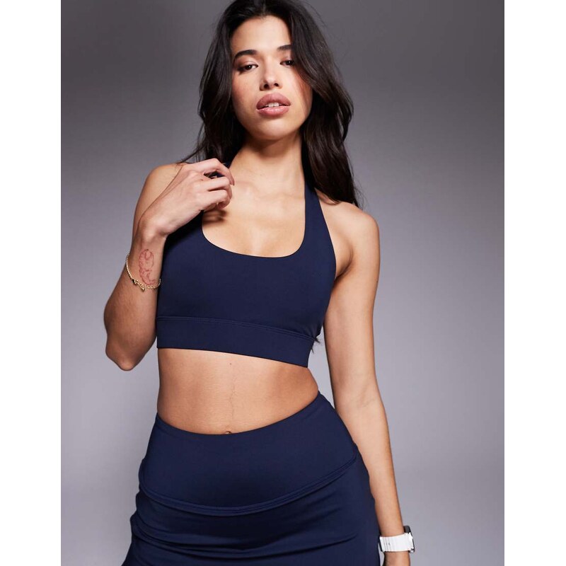 4505 active halter neck medium support sports bra in deep navy 112367953