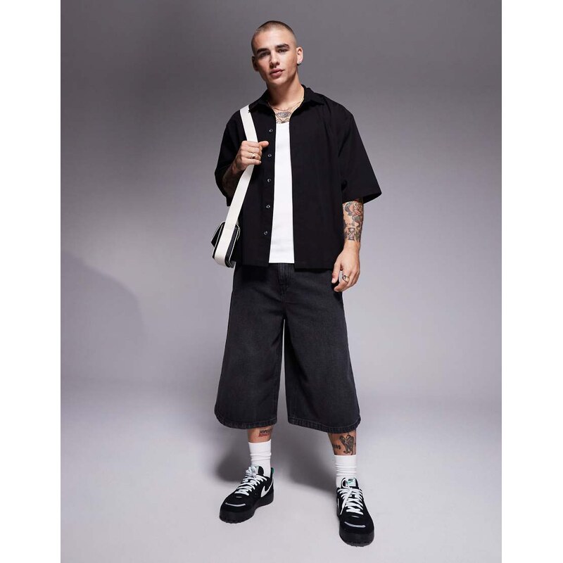 ASOS DESIGN boxy oversized shirt in black