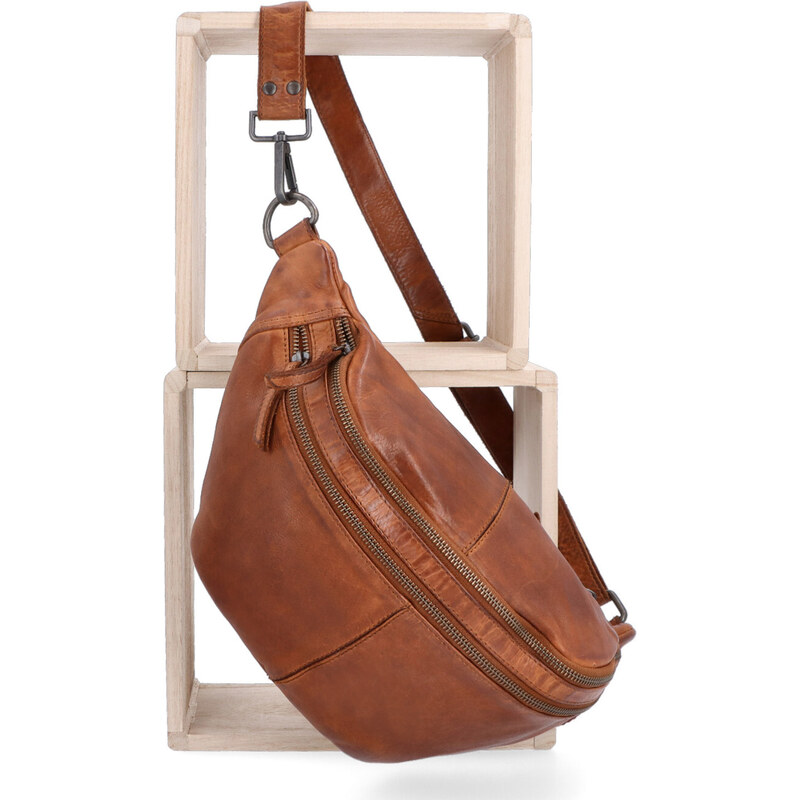 Kožená ledvinka crossbody Noelia Bolger koňaková NB 2035 KO