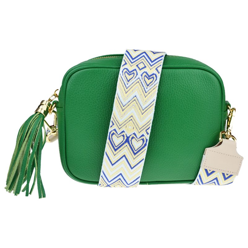 Zelená kožená italská crossbody kabelka Bala Verde s přídavným