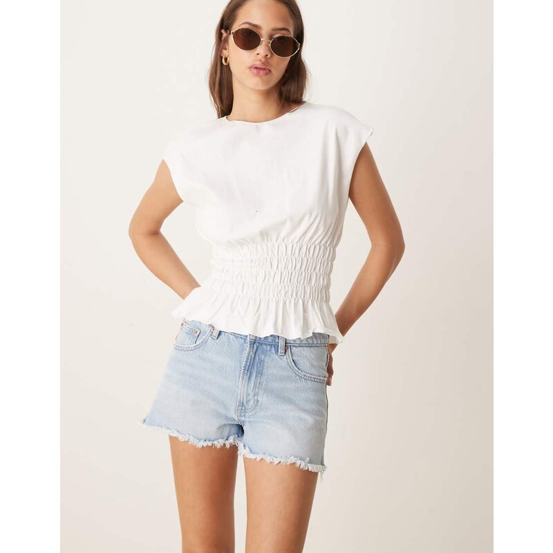 Gina Tricot denim shorts with split hems in light wash blue