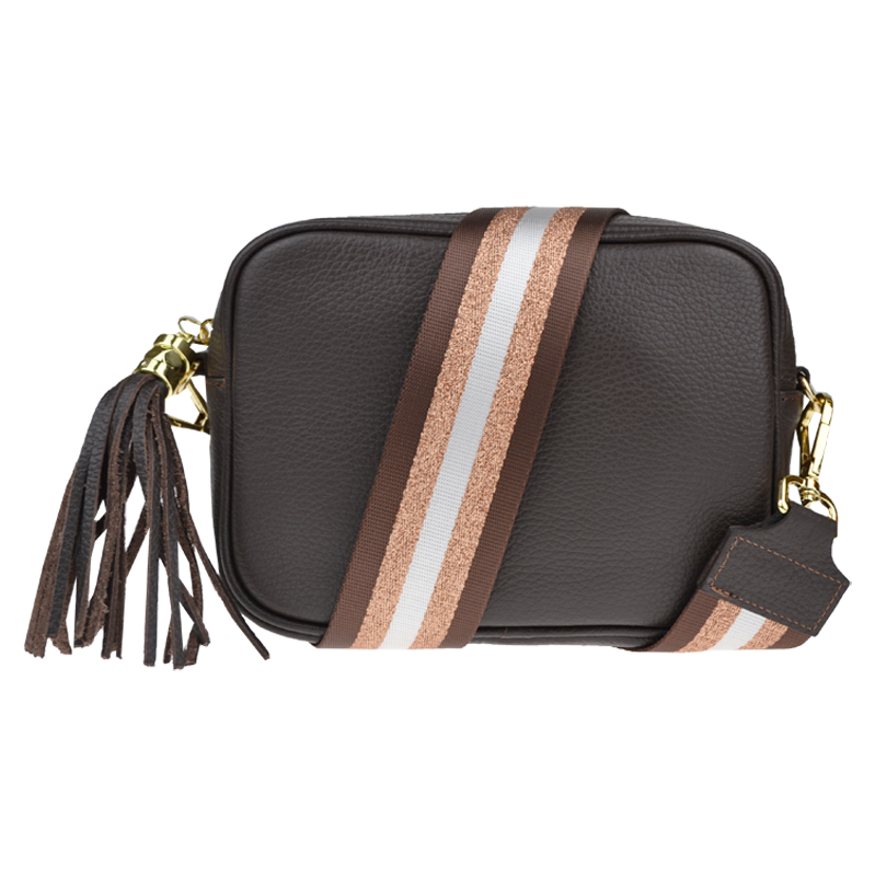 Cafe kožená italská crossbody kabelka Bala Cafe s přídavným