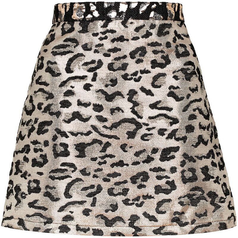 Topshop TALL Metallic Leopard Print A-Line Skirt