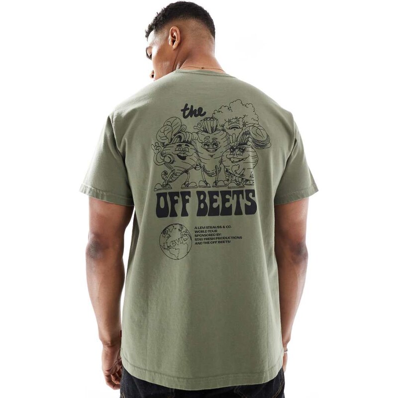 Levis off beets back print relaxed fit t-shirt in khaki green