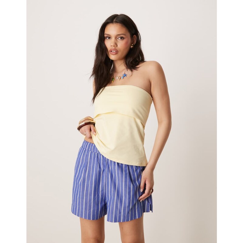 Gina Tricot cotton poplin shorts in blue stripe