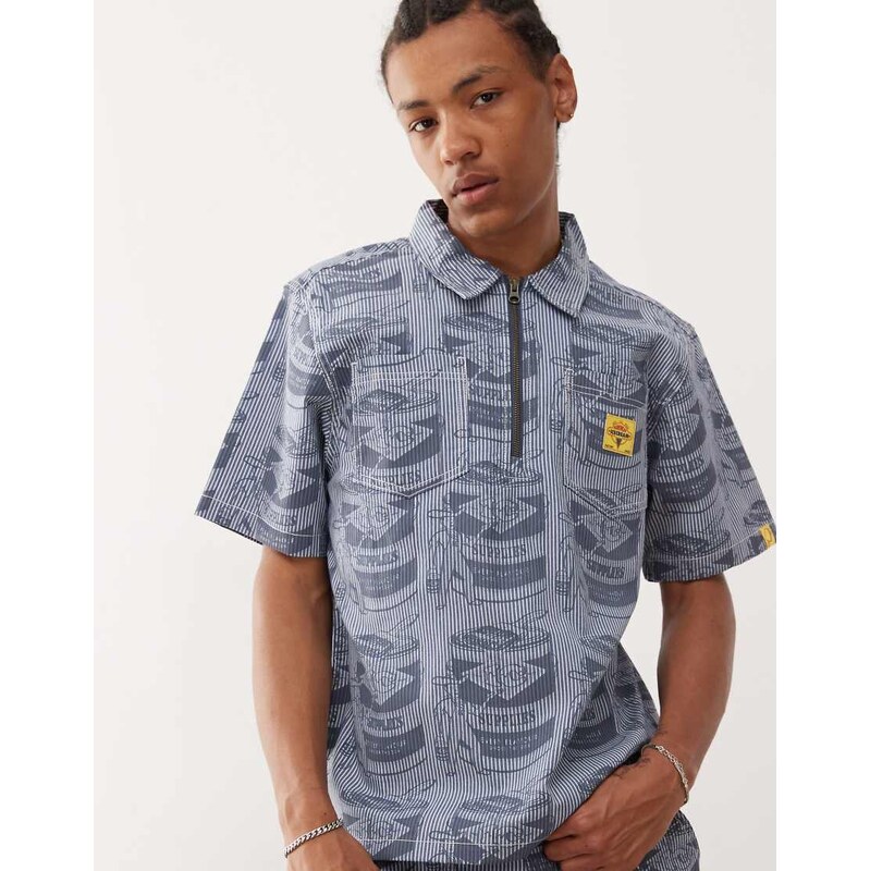 ICECREAM supplies work all over printed shirt co-ord in blue