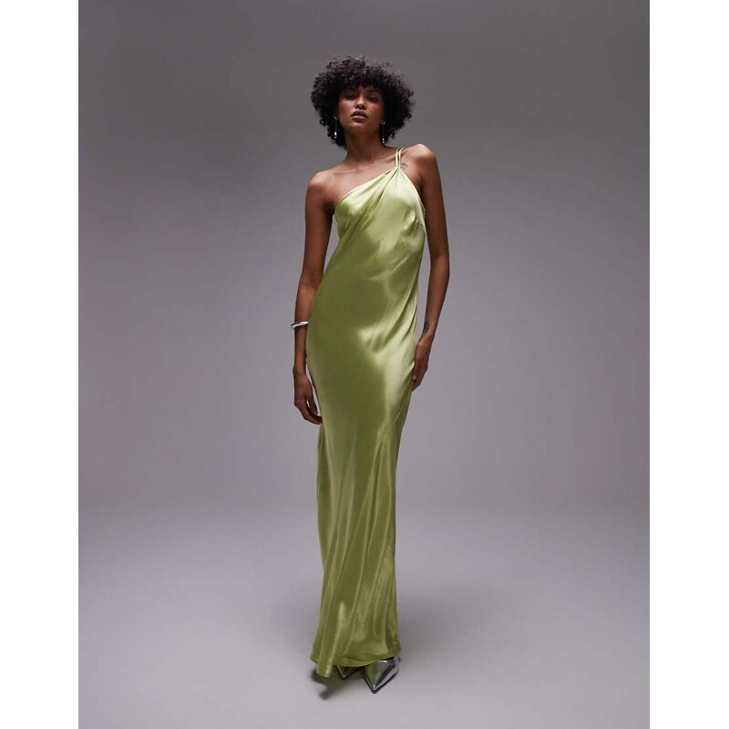 Topshop asymmetric one shoulder open back midi occasion dress in