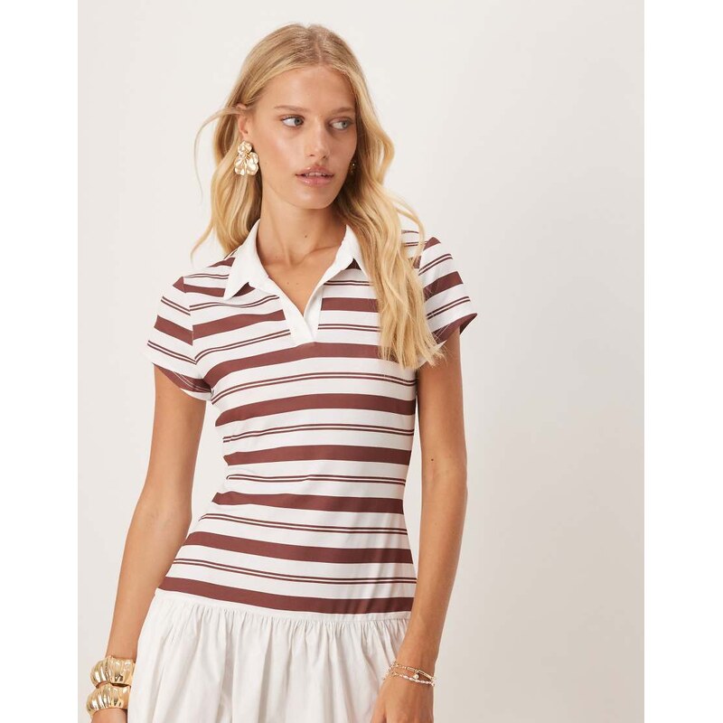 ASOS DESIGN short sleeve polo mini dress with poplin skirt in