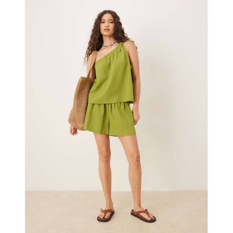 ASOS DESIGN pull on shorts co-ord in lime-Green