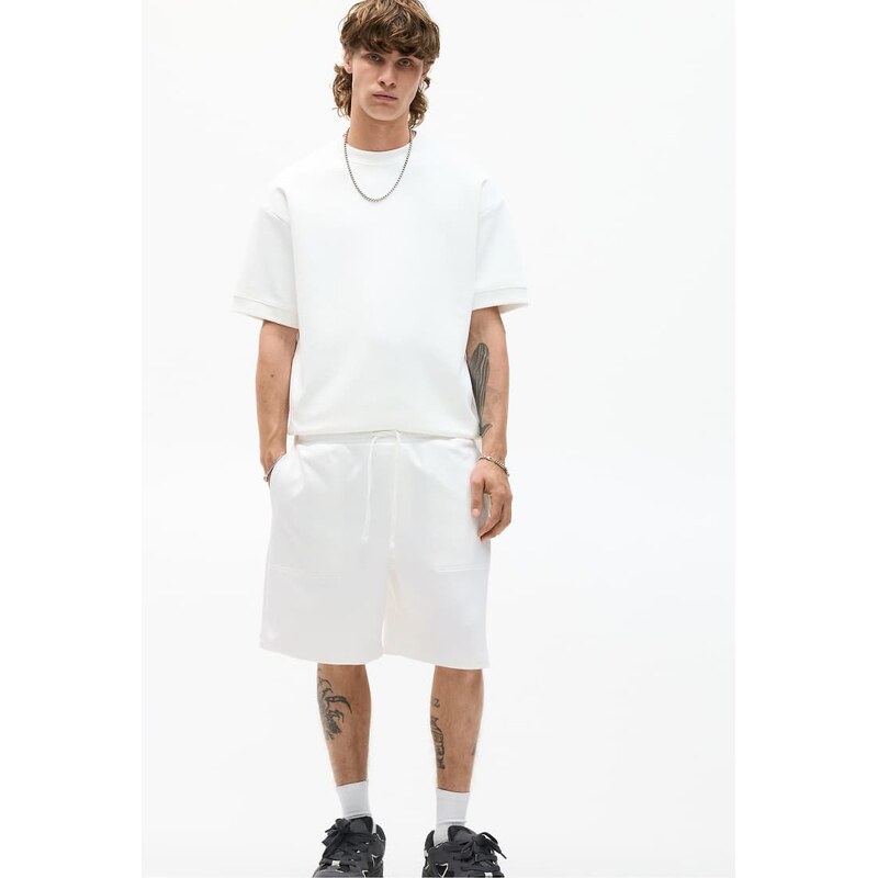 Pull&Bear sweat shorts in off white