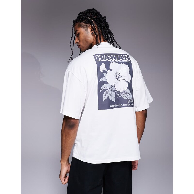 Alpha Industries Alpha t-shirt with flower back print in white 106751955
